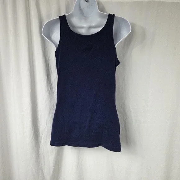 Time And Tru Tank Top Womens Medium Blue Scoop Neck Basic Stretch Shirt - Picture 4 of 9